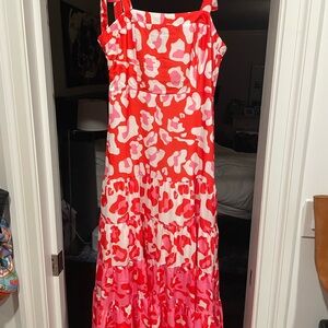 Beulah Red and Pink Maxi Dress